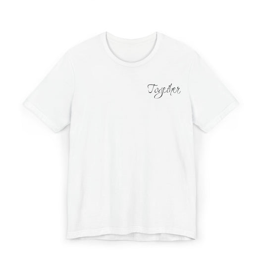 Basic Valentine's Day Matching Couple T-shirt with a SMALL text "TOGETHER"