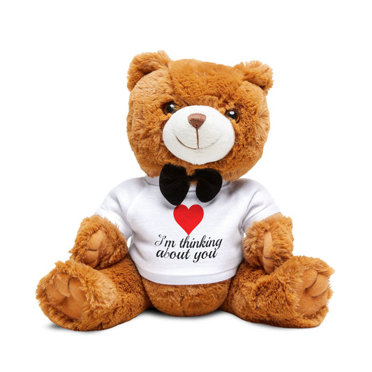 Premium Quality Teddy Bear with text "I'm Thinking About You", Plushie Gift for Girlfriend, Stuffed Toy for Valentine's Day or Anniversary