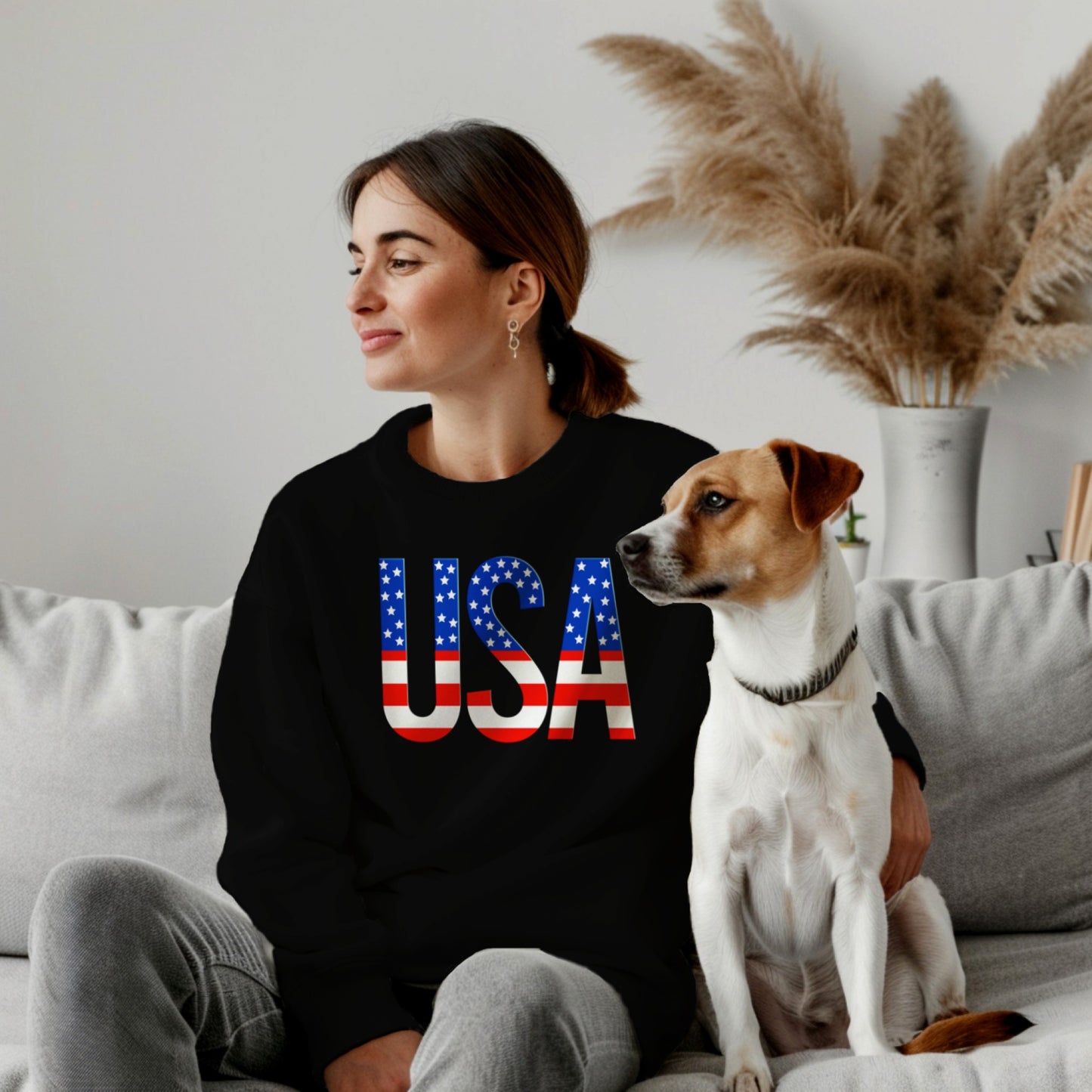 USA Patriotic Sweatshirt, Unisex USA Pullover, 50 Stars July 4th Patriotic Sweatshirt