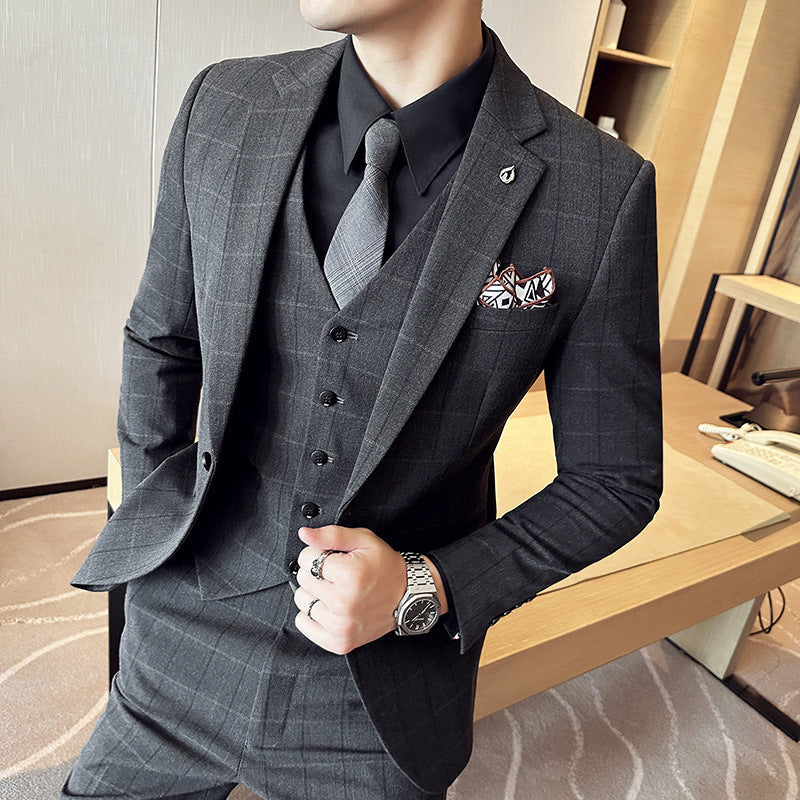 NGTG LUXX Men's Elite Plaid Suit Formal Business Attire or Grooms' Wedding Set