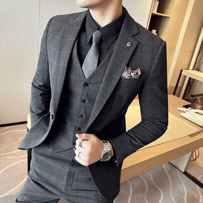NGTG LUXX Men's Elite Plaid Suit Formal Business Attire or Grooms' Wedding Set