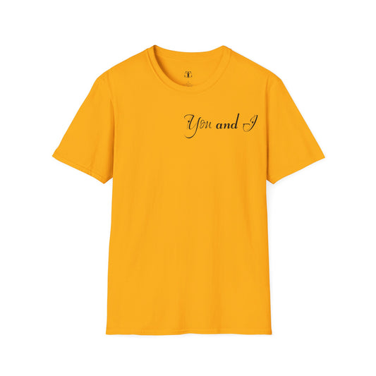 Colorful Valentine's Day Matching Couple T-shirt with a SMALL text "YOU AND I"