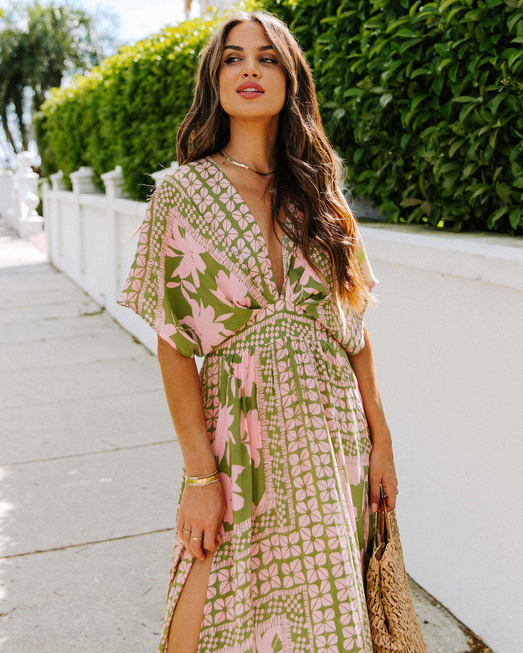 NGTG Sexy Deep V-Neck Summer Floral Maxi Dress