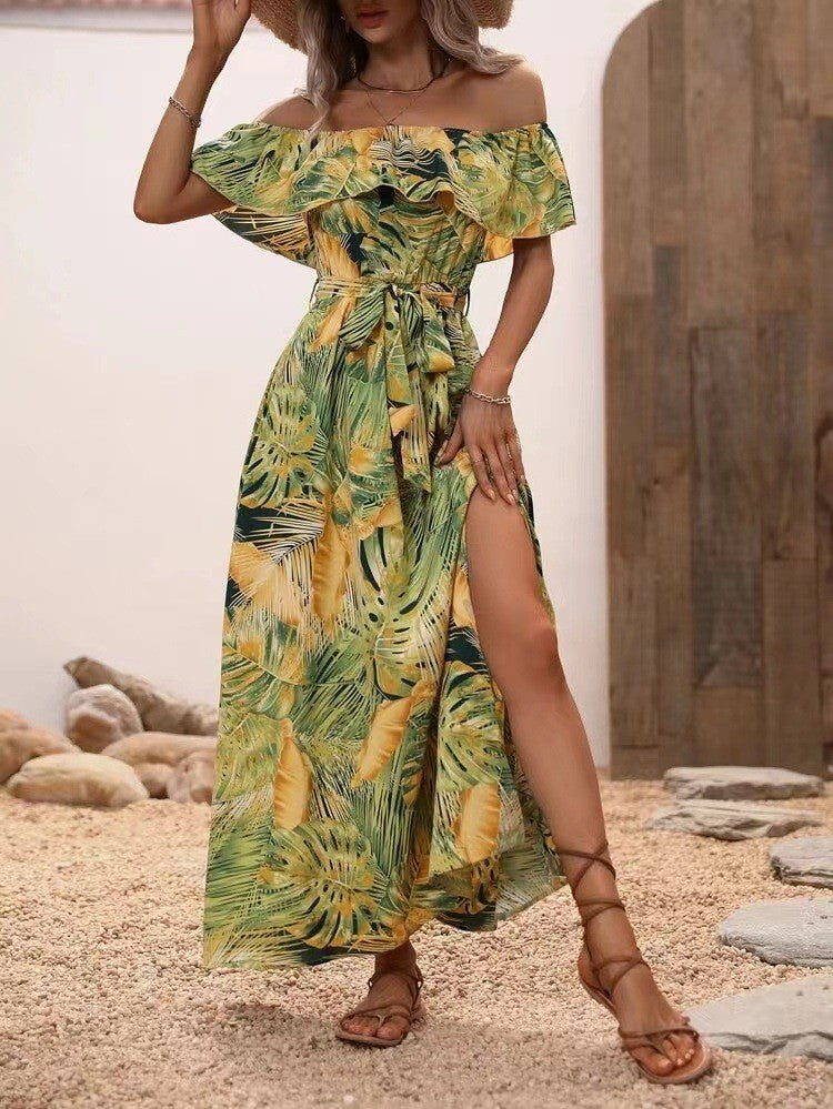 NGTG Sexy Off-Shoulder Greek Vacation Summer Maxi Dress