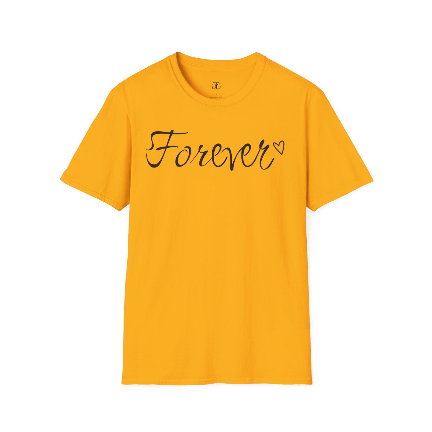 Farbenfrohes T-Shirt für Paare zum Valentinstag mit großem Text „FOREVER“