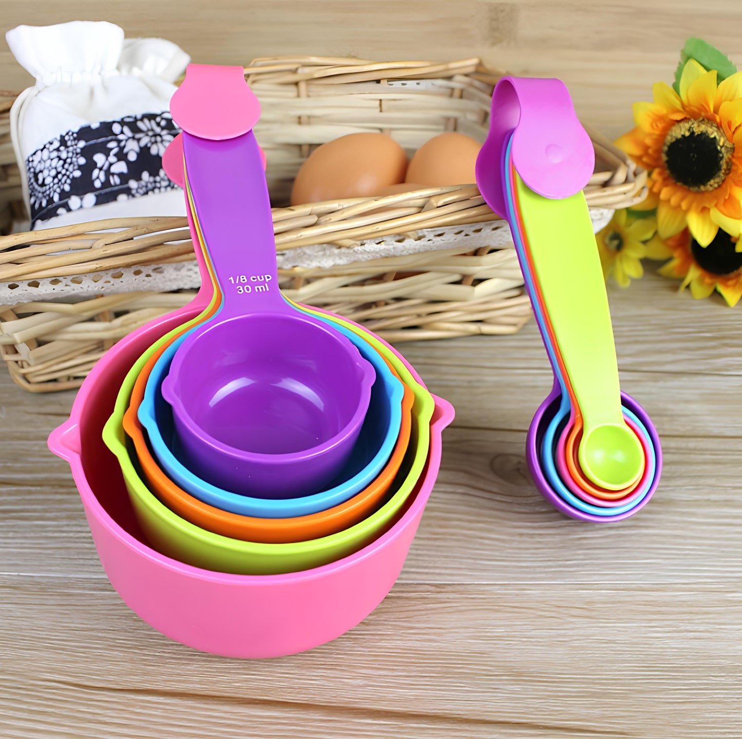 NGTG Colorful Measuring Cups & Spoons for Baking and Cooking