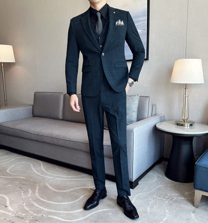 NGTG LUXX Men's Elite Plaid Suit Formal Business Attire or Grooms' Wedding Set