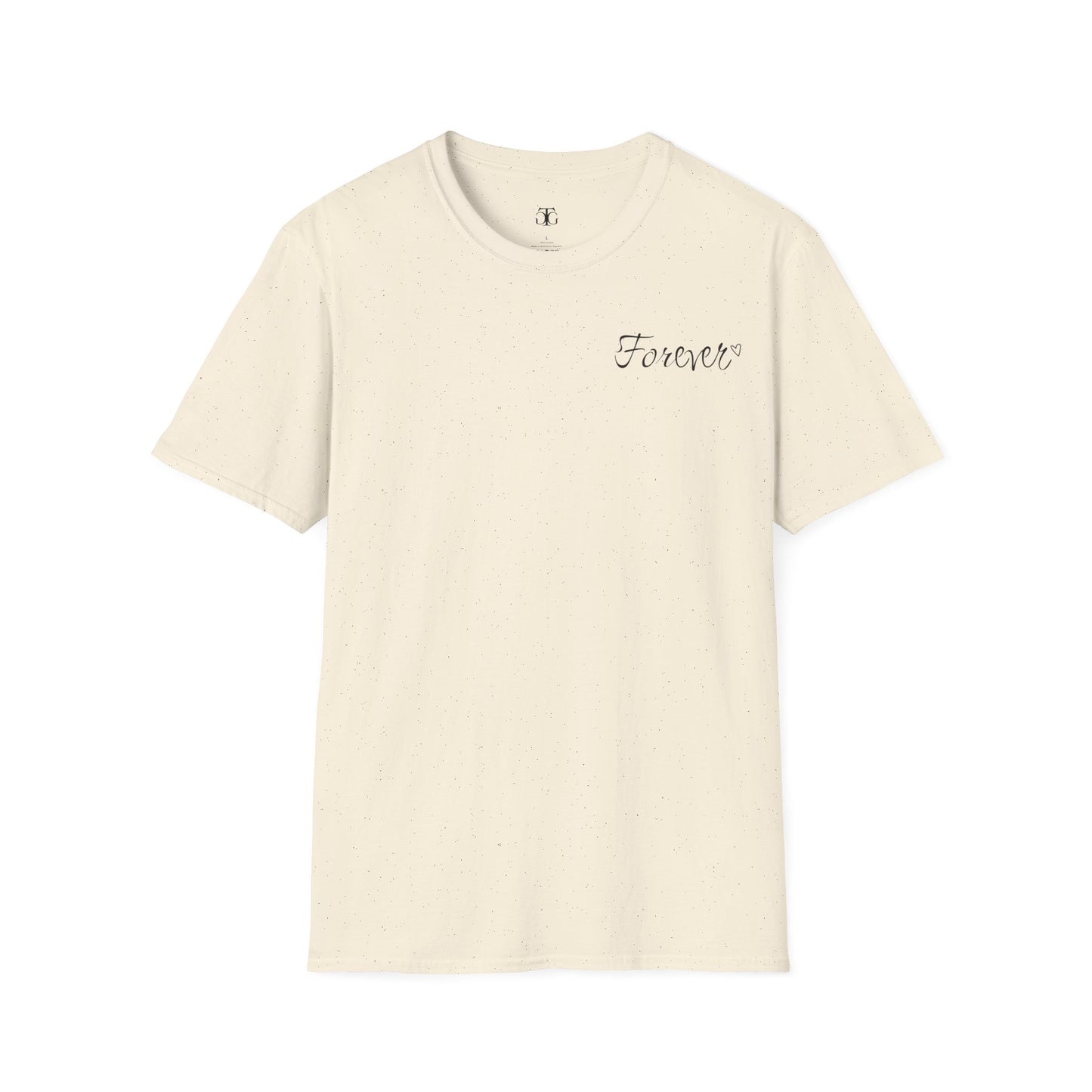 Farbenfrohes Valentinstag-T-Shirt für Paare mit KLEINEN Text „FOREVER“