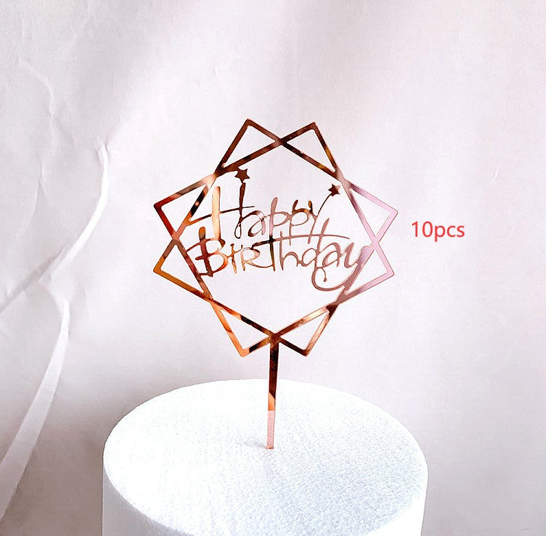 NGTG happy Birthday Rose Gold cake topper (10 pieces)