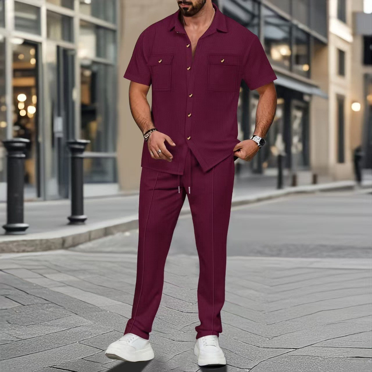 NGTG LUXX Men’s Metropolitan Style Set – Pocket Shirt and Smart Casual Trousers