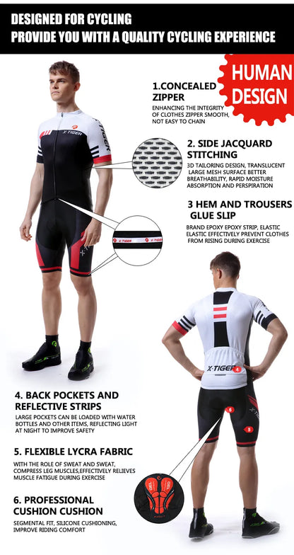 Red White Comfortable Cycling Set