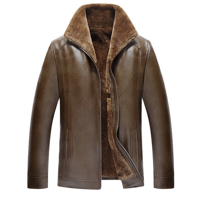 NGTG CARTER  Refined Men’s Fleece-Lined Leather Jacket – Stand Collar, Luxury Winter Comfort