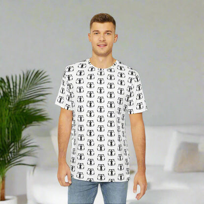 Herren Polyester T-Shirt (AOP), Herrenshirt mit Markenlogo Allover-Print