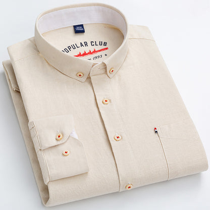 NGTG IVORY Men's Luxury Cotton Linen Shirt