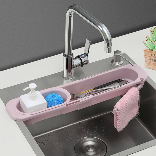 NGTG Adjustable Collapsible Sink Organizer Soap Drainer Smart Sponge Storage