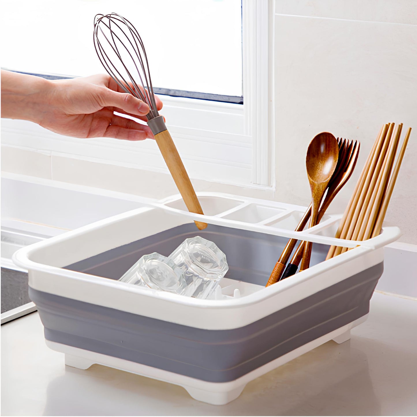 NGTG Progressive Foldable Dish Organizer, Collapsible Dish Drying Rack Ideal for Small Spaces or Outdoor Use