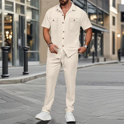 NGTG LUXX Men’s Metropolitan Style Set – Pocket Shirt and Smart Casual Trousers