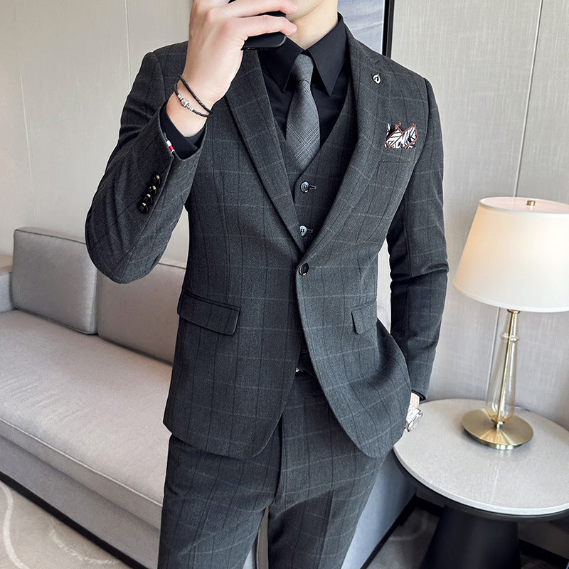 NGTG LUXX Men's Elite Plaid Suit Formal Business Attire or Grooms' Wedding Set