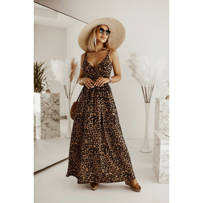 NGTG Sexy Spaghetti Strap Leopard Summer Dress