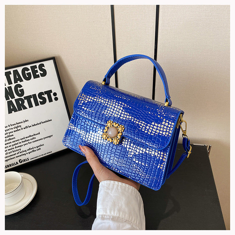 NGTG LADY EMBER Exquisite Abstract Floral Crocodile Crossbody Hand Bag