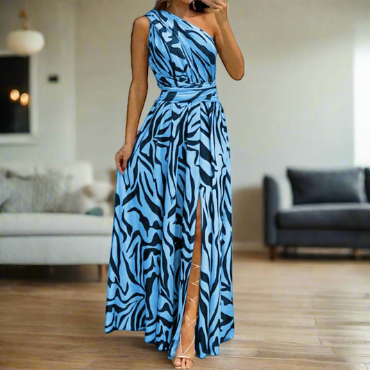 NGTG Glamorous Summer and Evening Abstract Maxi Dress with Slit