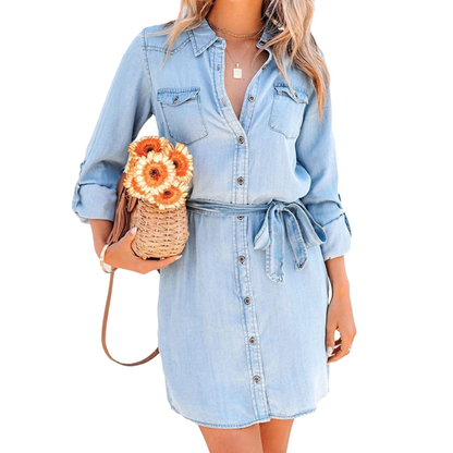 NGTG Classy Above the Knee Long Sleeve Denim
