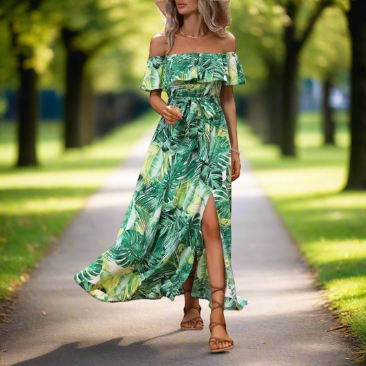 NGTG Sexy Off-Shoulder Greek Vacation Summer Maxi Dress