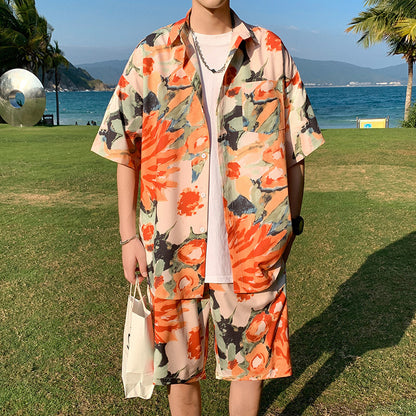 NGTG IVORY Men's Painted Horizons Beach Pairs – Van Gogh-Inspired Summer Holiday Shirts