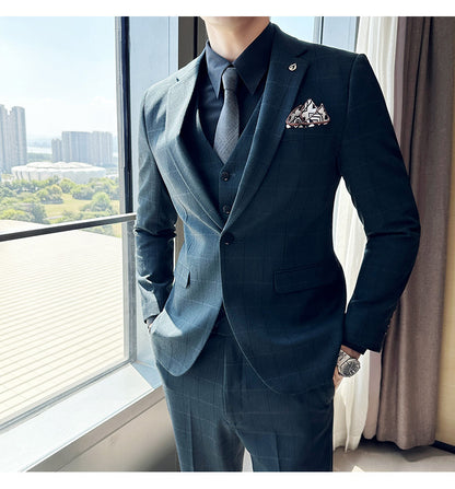 NGTG LUXX Men's Elite Plaid Suit Formal Business Attire or Grooms' Wedding Set