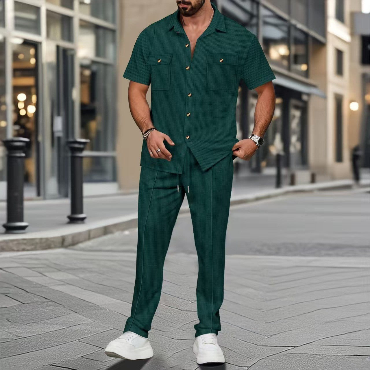 NGTG LUXX Men’s Metropolitan Style Set – Pocket Shirt and Smart Casual Trousers