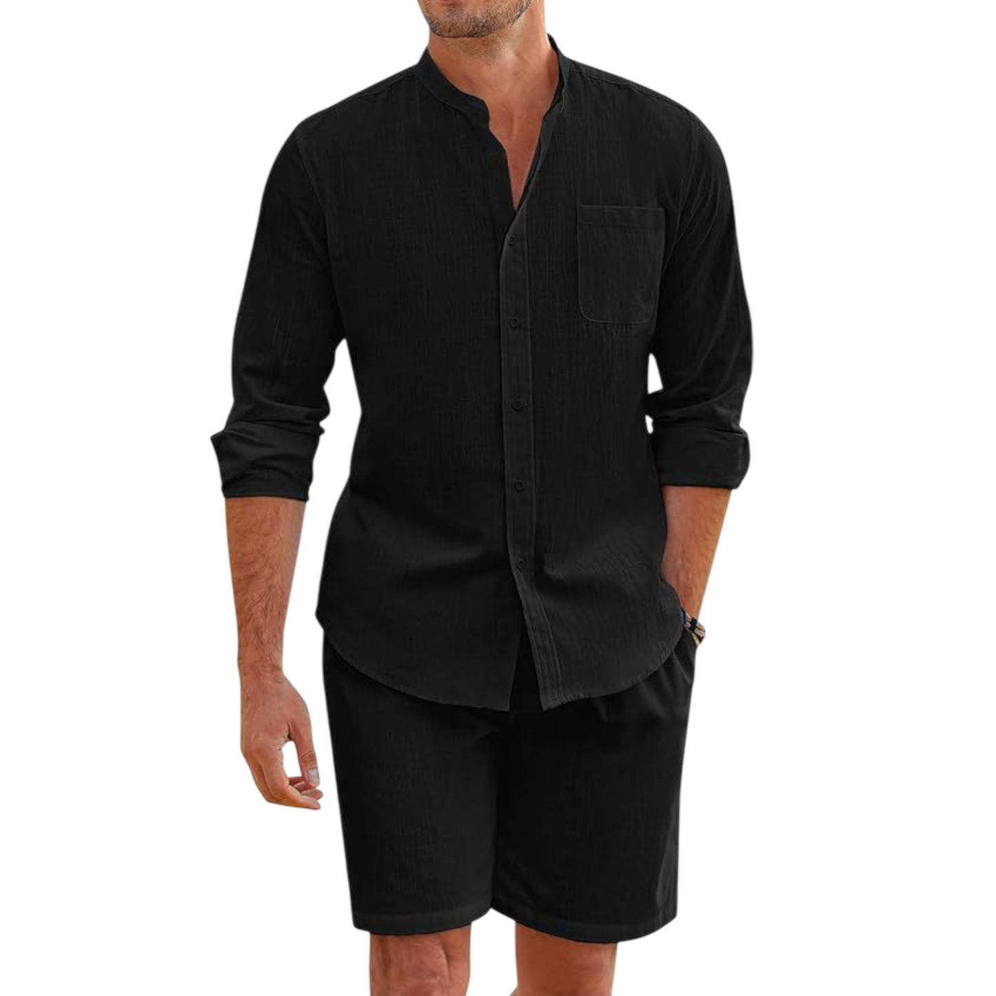 NGTG LUXX Men’s Essential Summer Set – Lightweight Button-Up & Shorts Duo