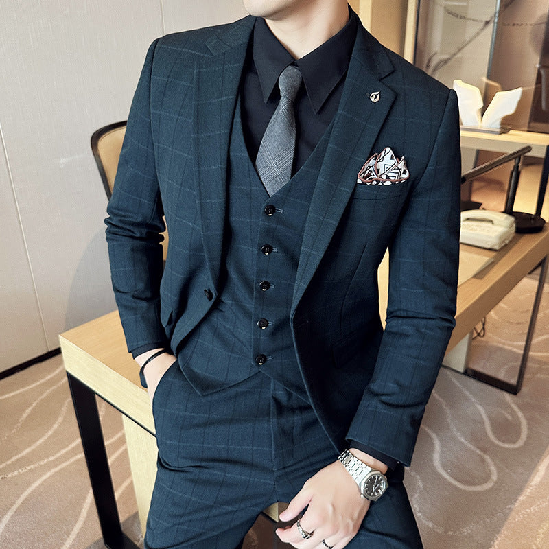 NGTG LUXX Men's Elite Plaid Suit Formal Business Attire or Grooms' Wedding Set