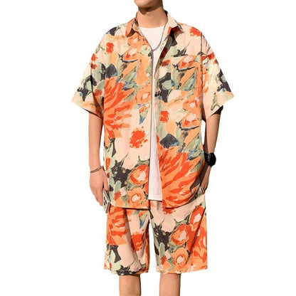 NGTG IVORY Men's Painted Horizons Beach Pairs – Van Gogh-Inspired Summer Holiday Shirts