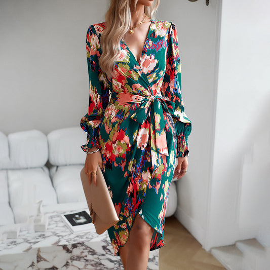 NGTG Elegant Casual  Wrap Around V-Neck Summer Dress