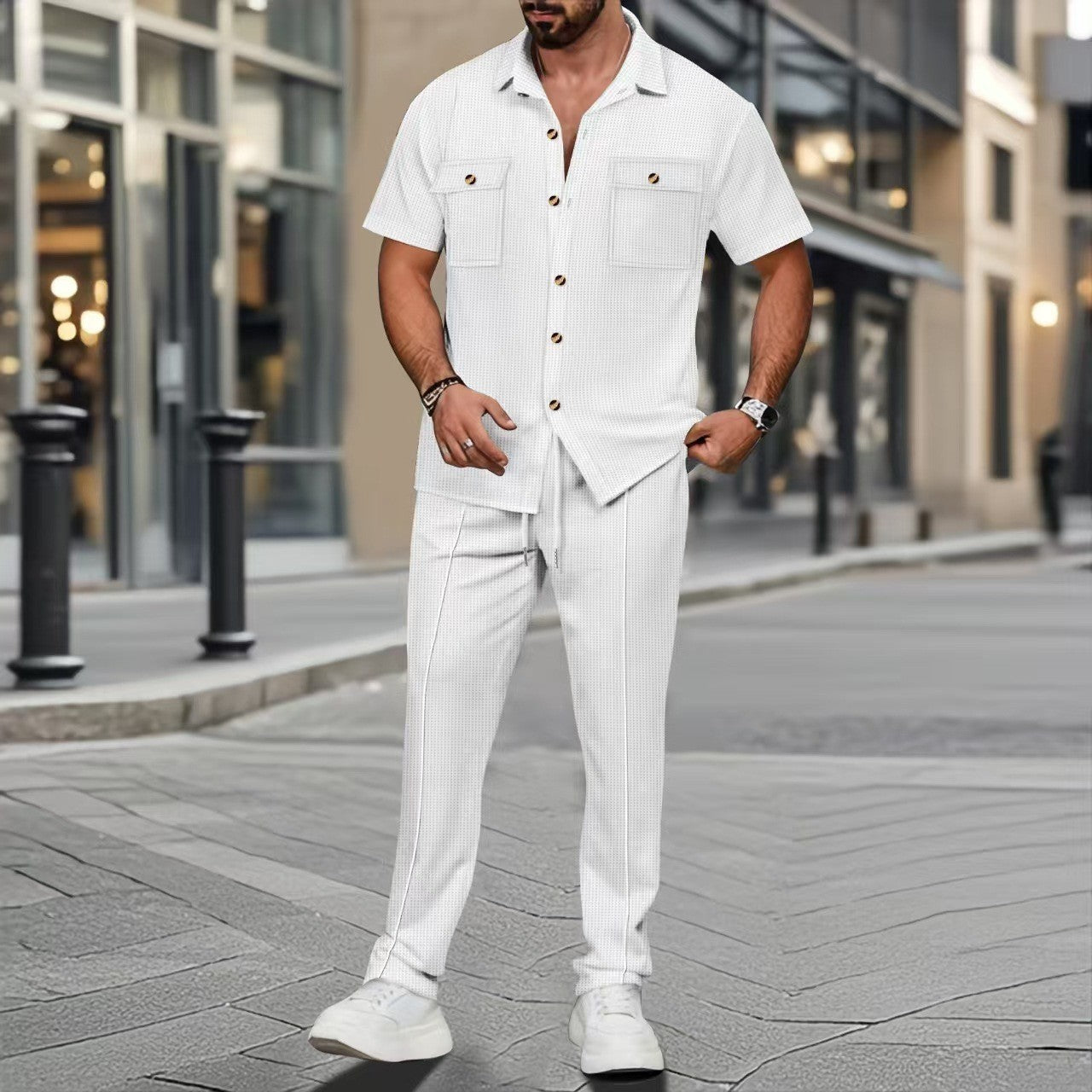 NGTG LUXX Men’s Metropolitan Style Set – Pocket Shirt and Smart Casual Trousers