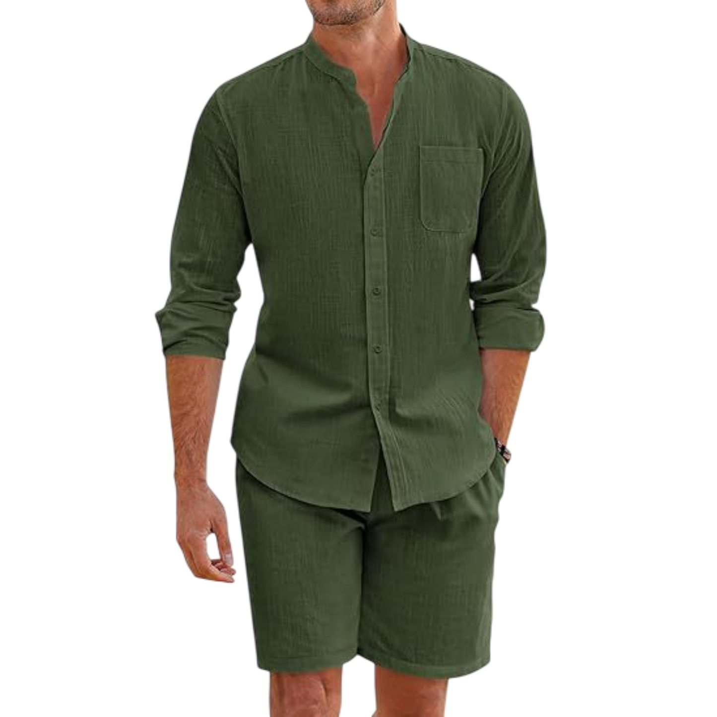 NGTG LUXX Men’s Essential Summer Set – Lightweight Button-Up & Shorts Duo