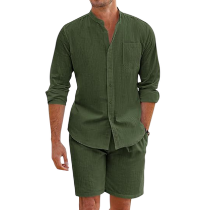 NGTG LUXX Men’s Essential Summer Set – Lightweight Button-Up & Shorts Duo